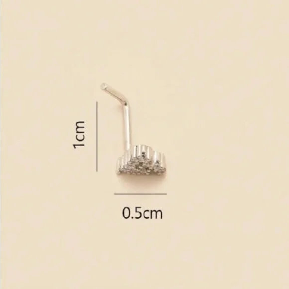 Nose Ring- Hollow Out Heart Shape Nose Stud Ring, Nose Piercing Silver tone - Picture 3 of 12